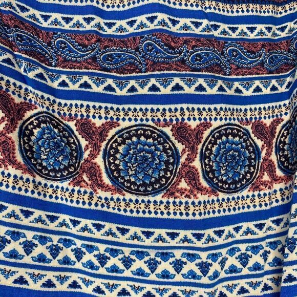 Kori America Women’s Blue Boho Cold Shoulder Top Size Medium - Picture 4 of 6